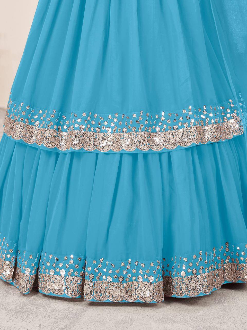 Anchal vol 2 Georgette Sky Blue Designer lehenga choli wholesale